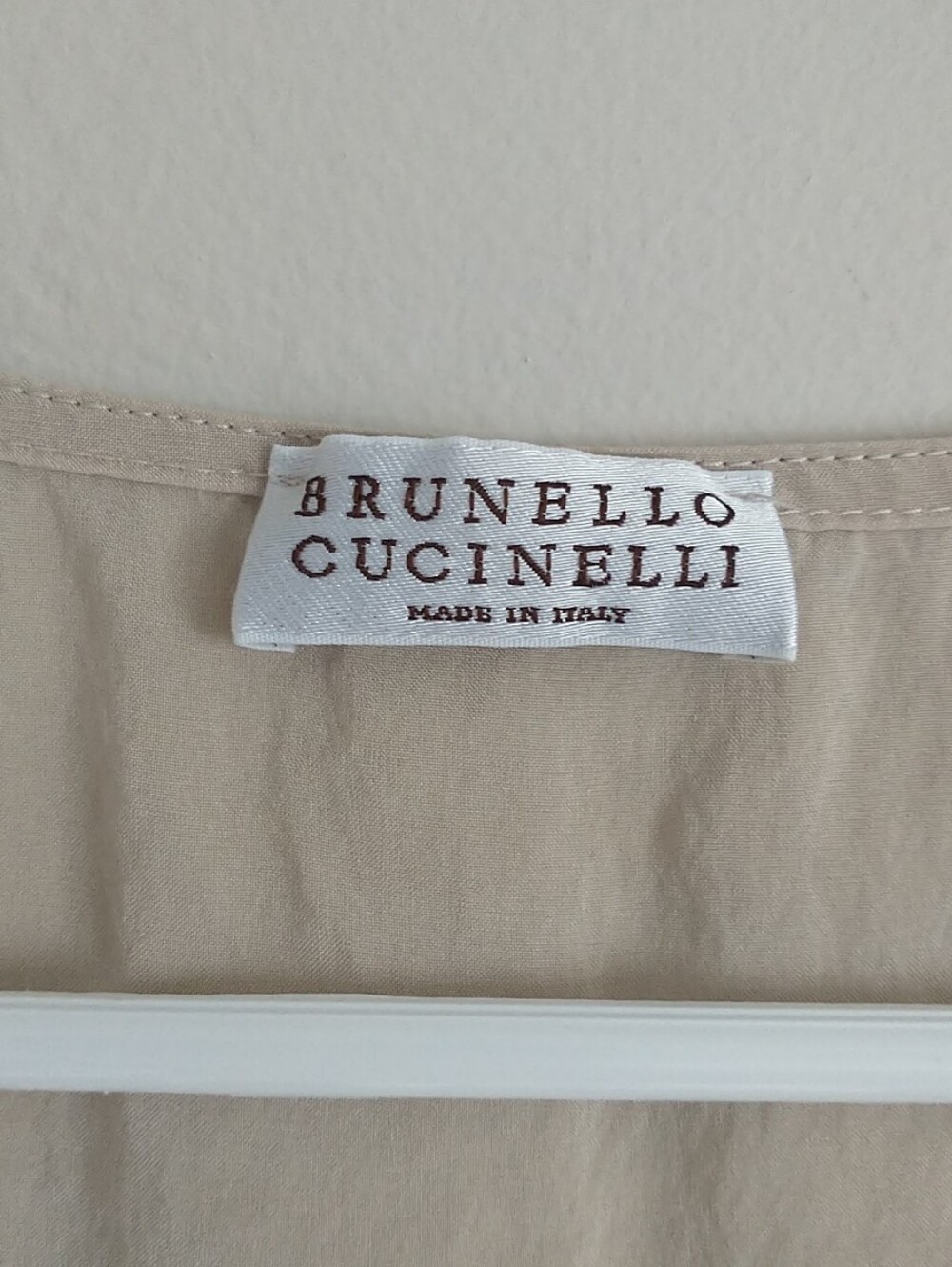 BRUNELLO CUCINELLI Shift Dress M Beige Silk V Neck*READ - Picture 5 of 14